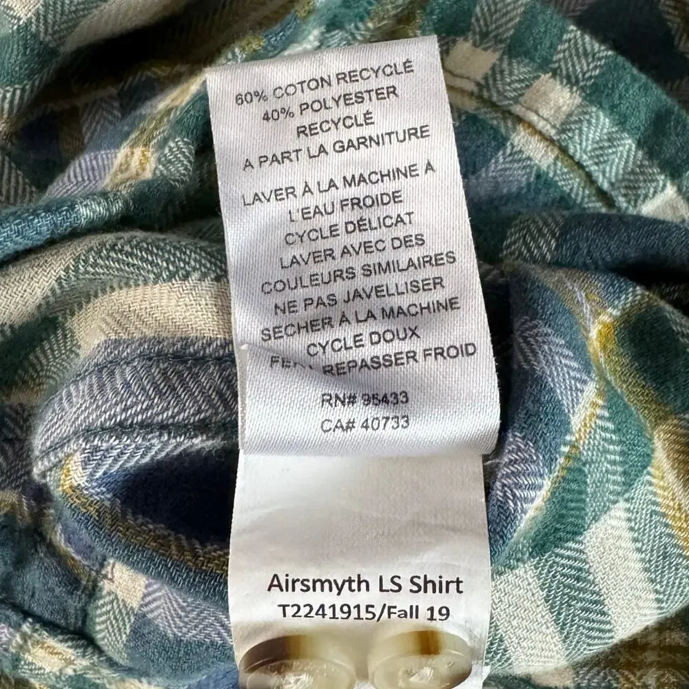 TOAD & CO Shirt XL Airsmyth Lightweight Plaid Flannel Button‎ Down Recycled